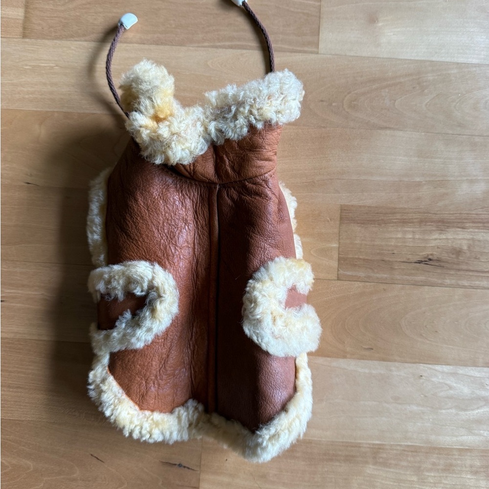 Cozy Brown and Cream Dog Shearling Vest